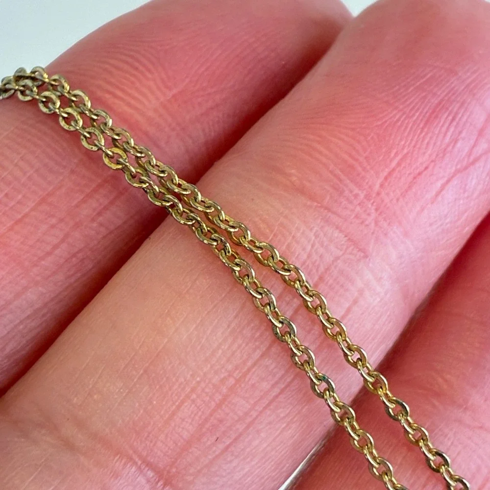 Vintage Gold Tone Necklace Black Bar Starburst Etched Pendant Mid Century Dainty
